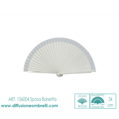 VENTAGLIO BORSETTA BIFACCIALE SPOSA LEGNO BIANCO ART.156004B