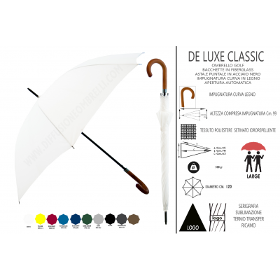 DE LUXE CLASSIC - OMBRELLO GOLF PROMOZIONALE PERSONALIZZATO